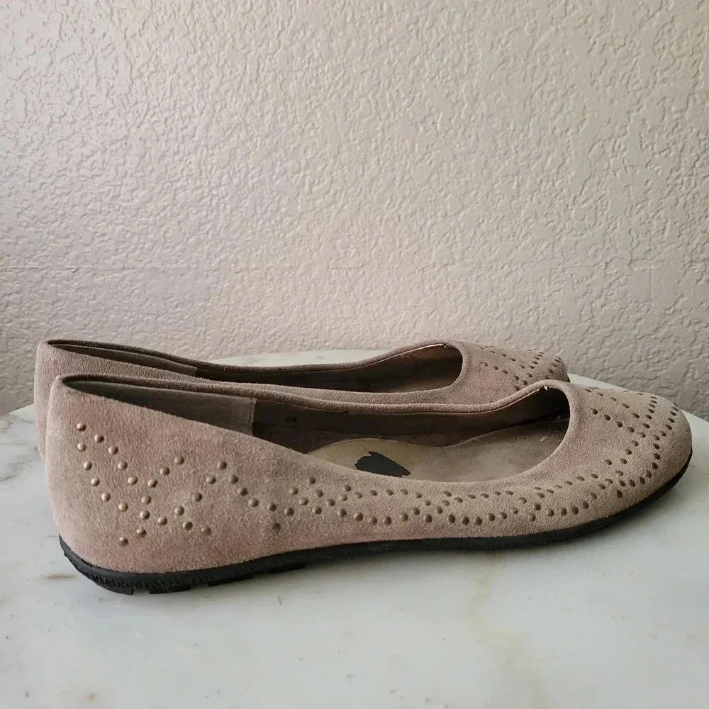 Vaneli Brown Studded Flats Rubber Sole 9